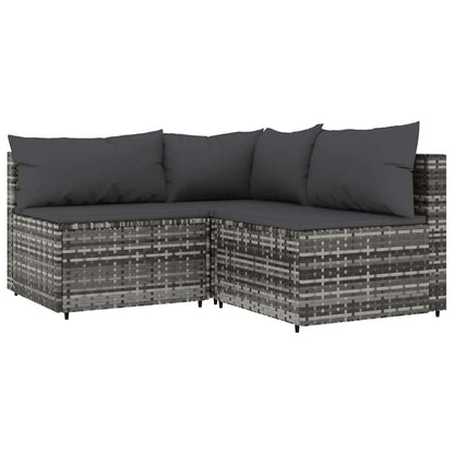 3-Delige Loungeset Met Kussens Poly Rattan