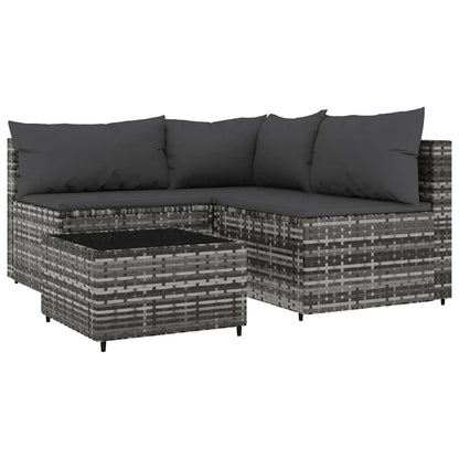 4-Delige Loungeset Met Kussens Poly Rattan
