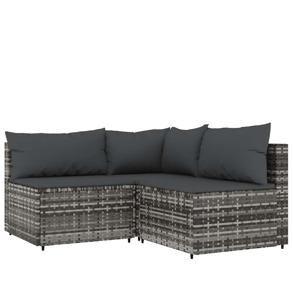 4-Delige Loungeset Met Kussens Poly Rattan