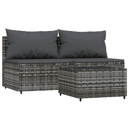 3-Delige Loungeset Met Kussens Poly Rattan
