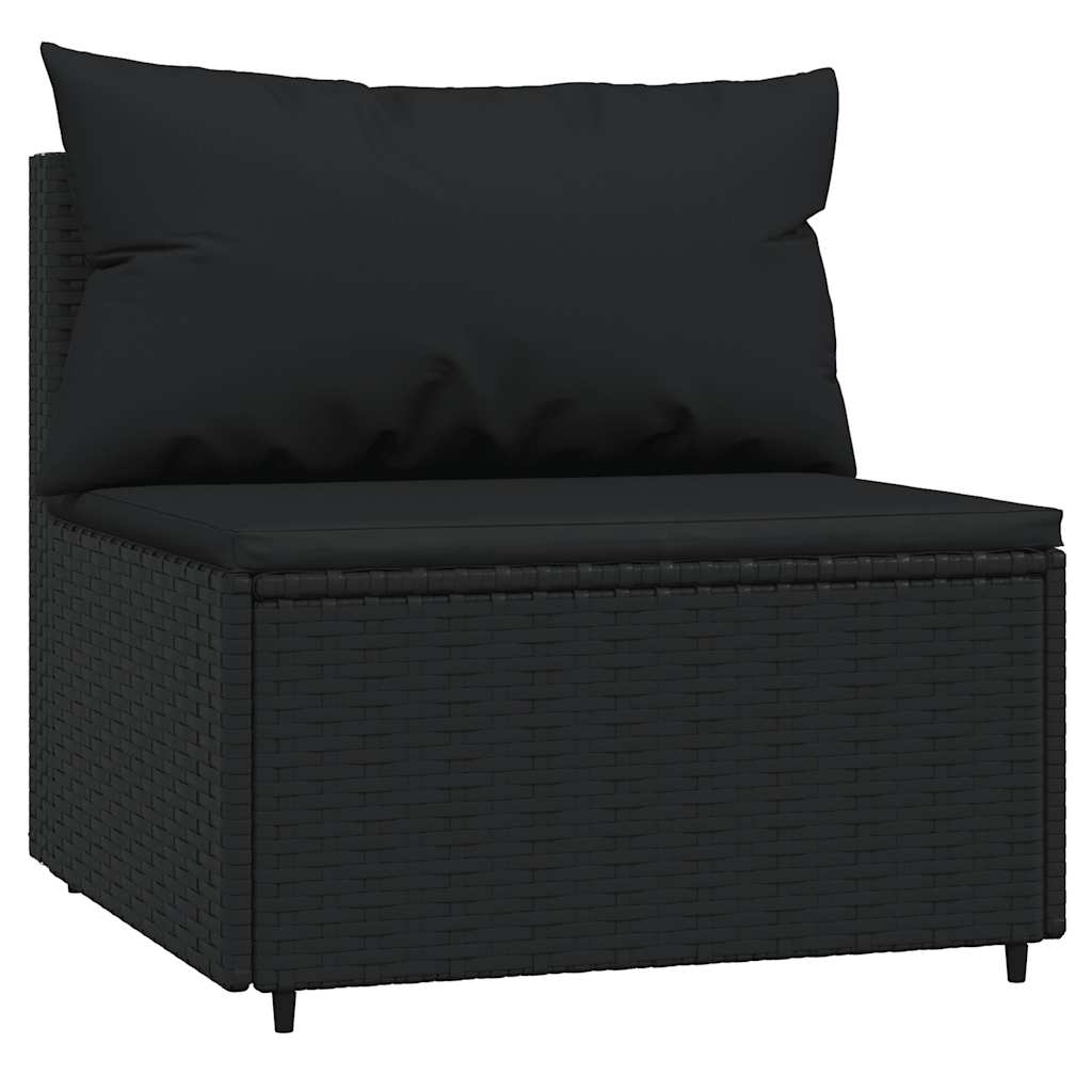 3-Delige Loungeset Met Kussens Poly Rattan Zwart