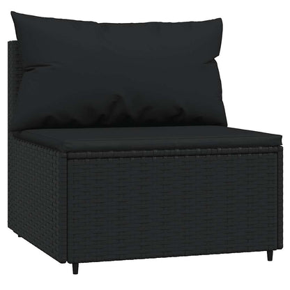 3-Delige Loungeset Met Kussens Poly Rattan Zwart