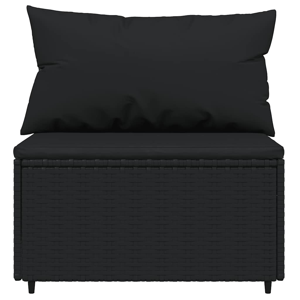 3-Delige Loungeset Met Kussens Poly Rattan Zwart