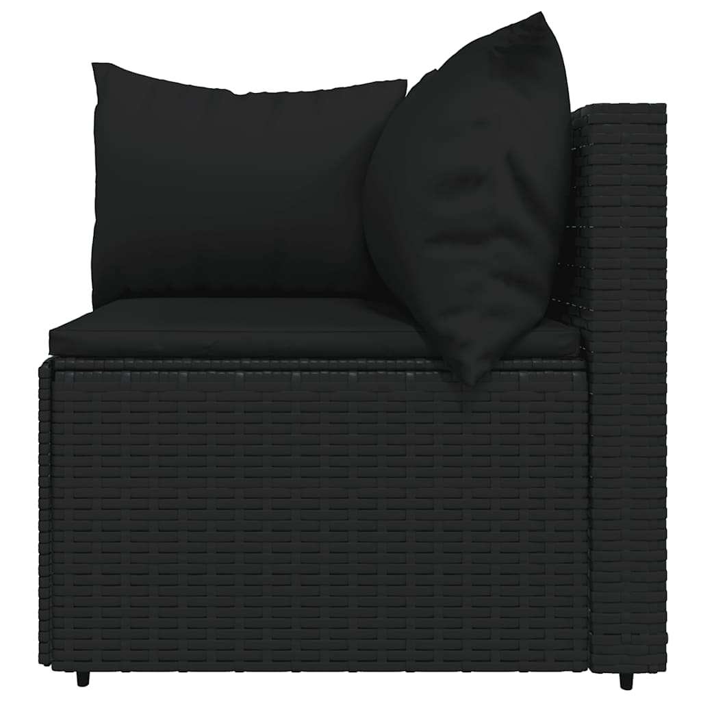 3-Delige Loungeset Met Kussens Poly Rattan Zwart