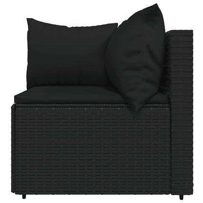 3-Delige Loungeset Met Kussens Poly Rattan Zwart