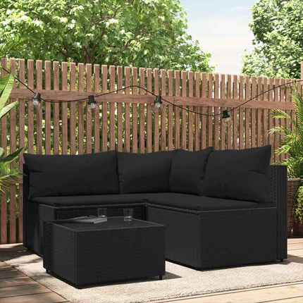 4-Delige Loungeset Met Kussens Poly Rattan
