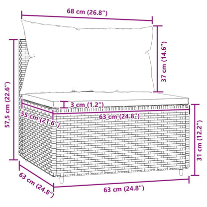 Tuinmiddenbank Met Kussens Poly Rattan