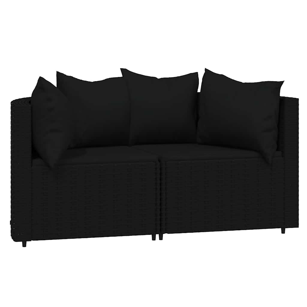 3-Delige Loungeset Met Kussens Poly Rattan