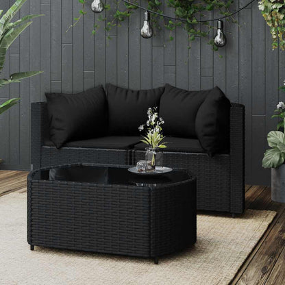 3-Delige Loungeset Met Kussens Poly Rattan