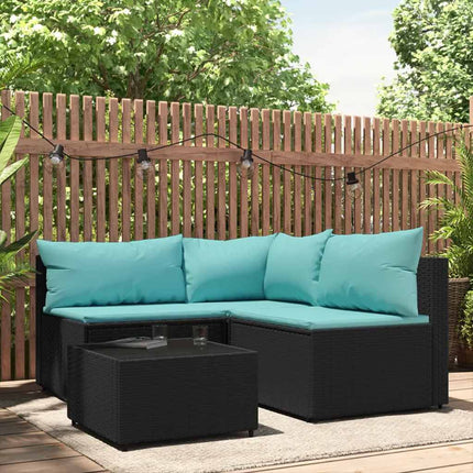 4-Delige Loungeset Met Kussens Poly Rattan