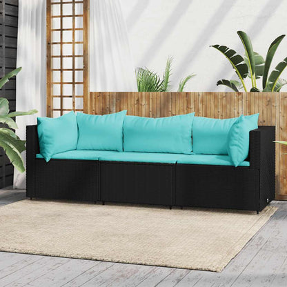 3-Delige Loungeset Met Kussens Poly Rattan