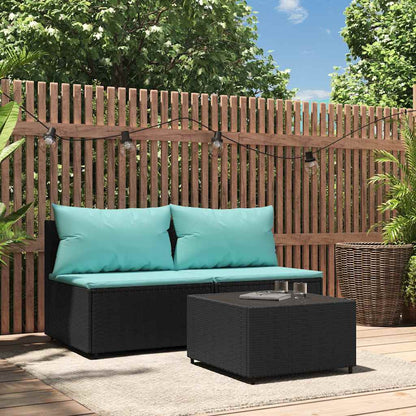 3-Delige Loungeset Met Kussens Poly Rattan
