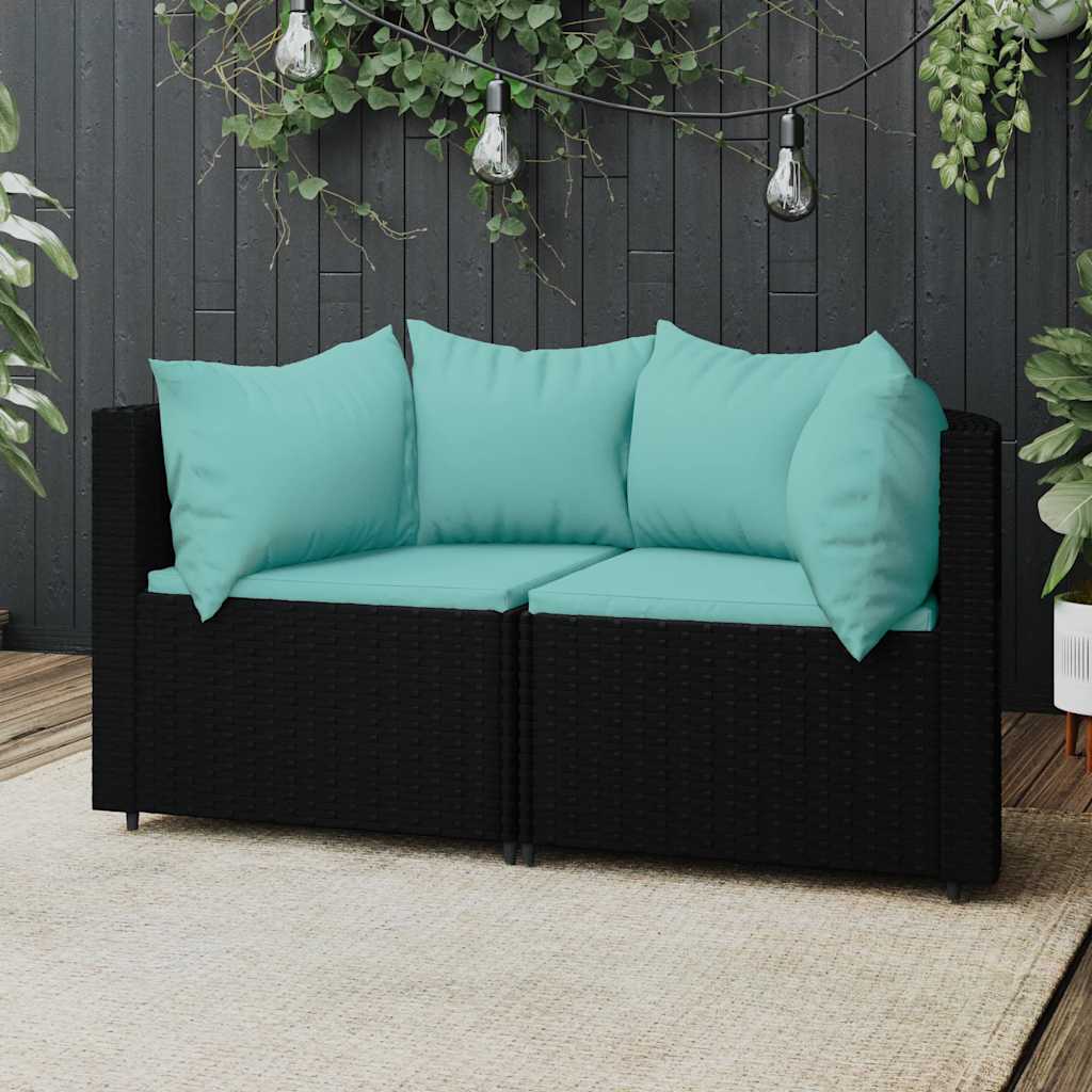 Tuinhoekbanken Met Kussens 2 St Poly Rattan