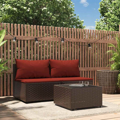 3-Delige Loungeset Met Kussens Poly Rattan