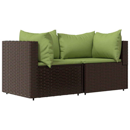 3-Delige Loungeset Met Kussens Poly Rattan