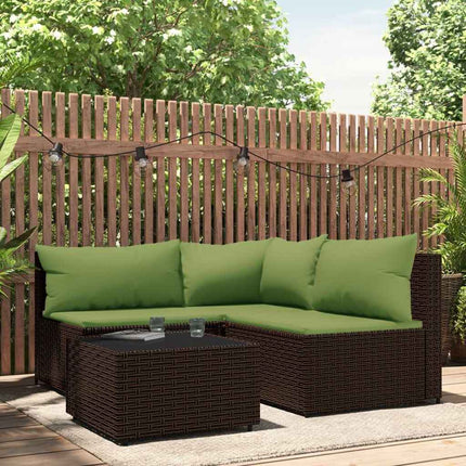 4-Delige Loungeset Met Kussens Poly Rattan
