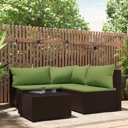 4-Delige Loungeset Met Kussens Poly Rattan