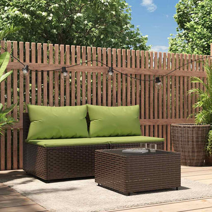 3-Delige Loungeset Met Kussens Poly Rattan