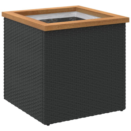 Plantenbak Poly Rattan Zwart