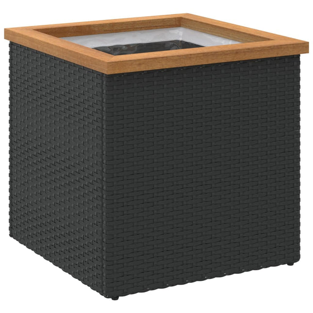 Plantenbak Poly Rattan Zwart