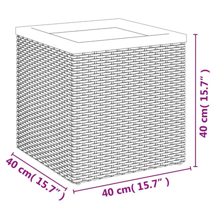 Plantenbak Poly Rattan Zwart