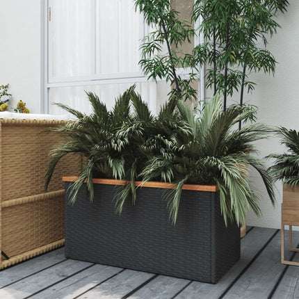 Plantenbak Poly Rattan Zwart