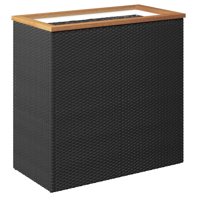 Plantenbak Poly Rattan Zwart