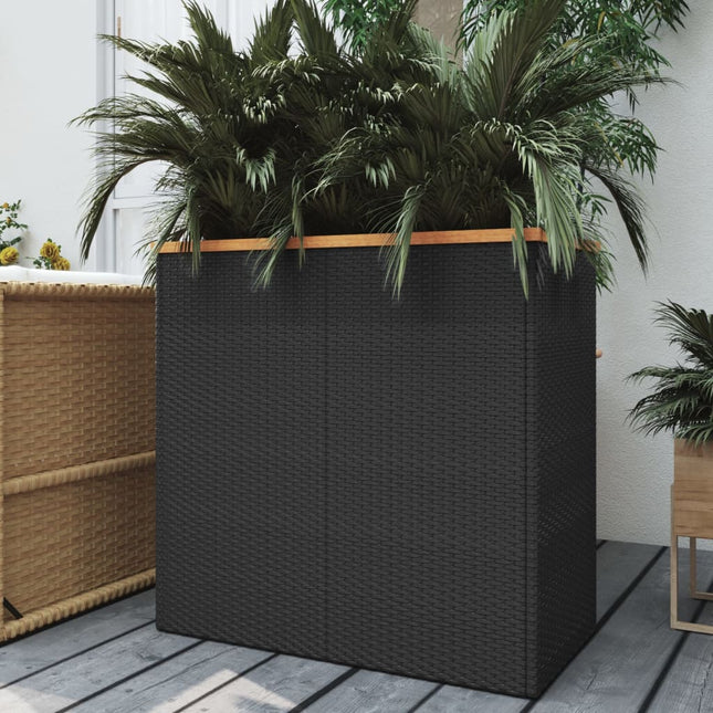 Plantenbak Poly Rattan Zwart