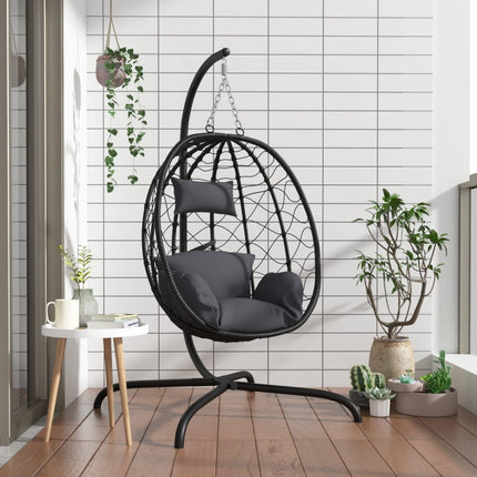 Hangende Ei-Stoel Met Kussen Poly Rattan & Staal
