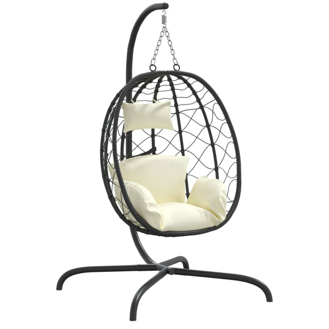 Hangende Ei-Stoel Met Kussen Poly Rattan & Staal
