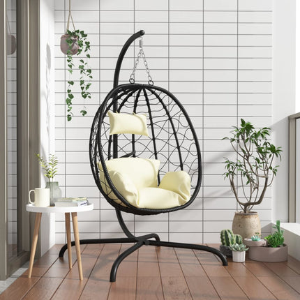 Hangende Ei-Stoel Met Kussen Poly Rattan & Staal
