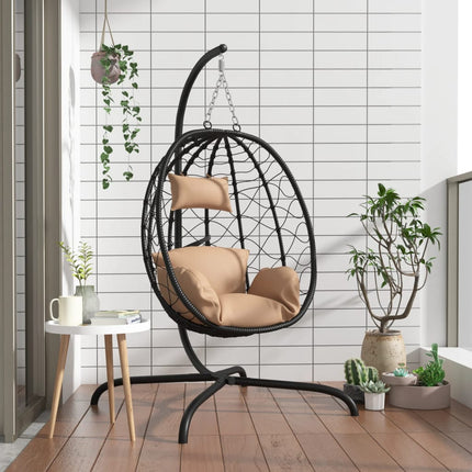 Hangende Ei-Stoel Met Kussen Poly Rattan & Staal