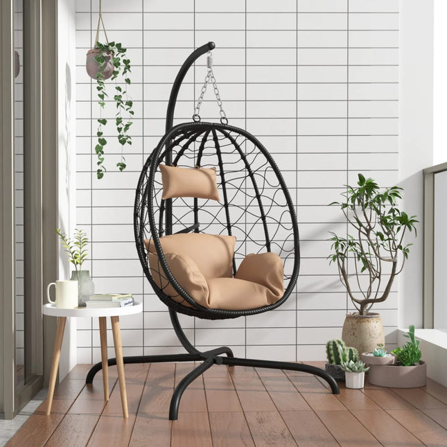 Hangende Eivormige Stoel Met Kussen Poly Rattan & Staal