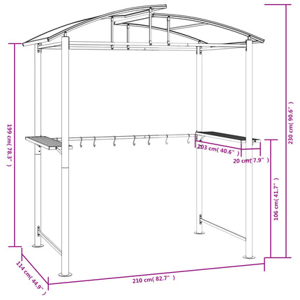 Barbecue-Overkapping 210X114X230 Cm Staal Antracietkleurig