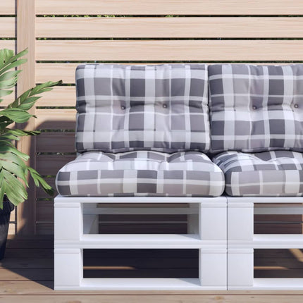Palletkussens 2 St Ruitpatroon Stof Grijs Grijs Ruitpatroon