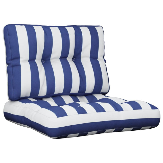 Palletkussens 2 St Stof Gestreept En Blauw En Wit