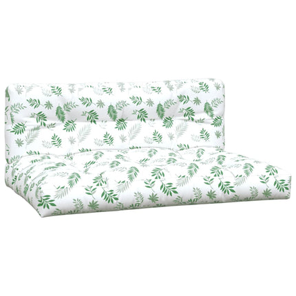 Palletkussens 2 St Stof Bladpatroon Wit En Groen