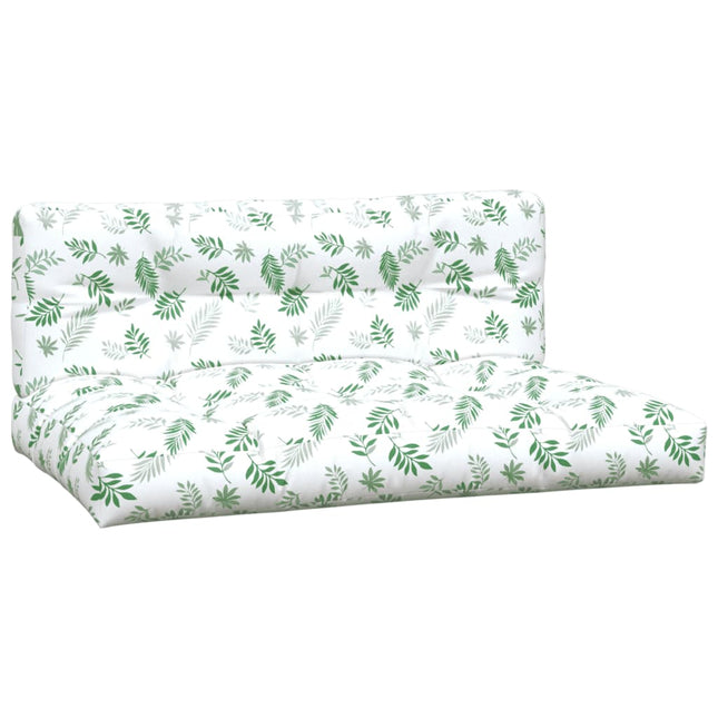 Palletkussens 2 St Stof Bladpatroon Wit En Groen