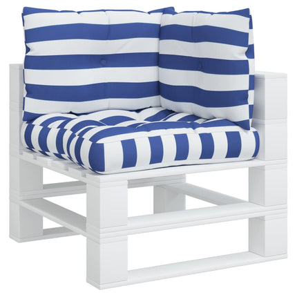 Palletkussens 3 St Gestreept Oxford Stof Wit En Blauw
