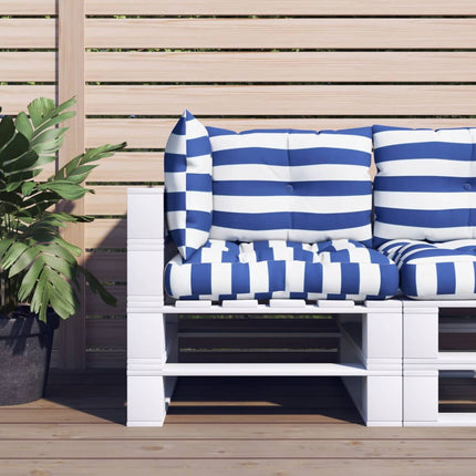 Palletkussens 3 St Gestreept Oxford Stof Wit En Blauw