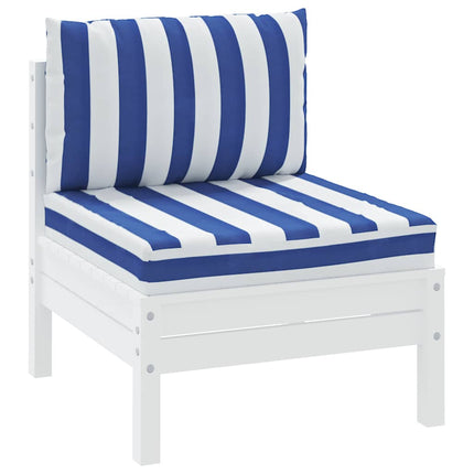 Palletkussens 2 St Gestreept Oxford Stof Wit En Blauw