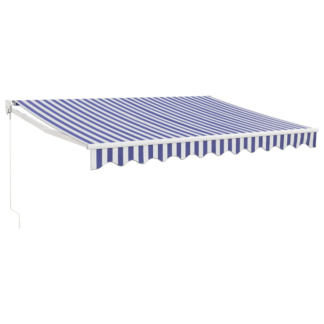 Luifel Uittrekbaar 3X2,5 M Stof En Aluminium En Blauw En Wit (Wit Frame)