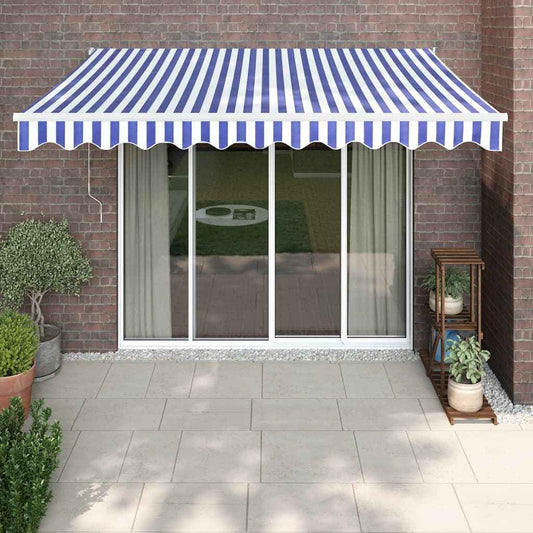 Luifel Uittrekbaar 3X2,5 M Stof En Aluminium En Blauw En Wit (Wit Frame)
