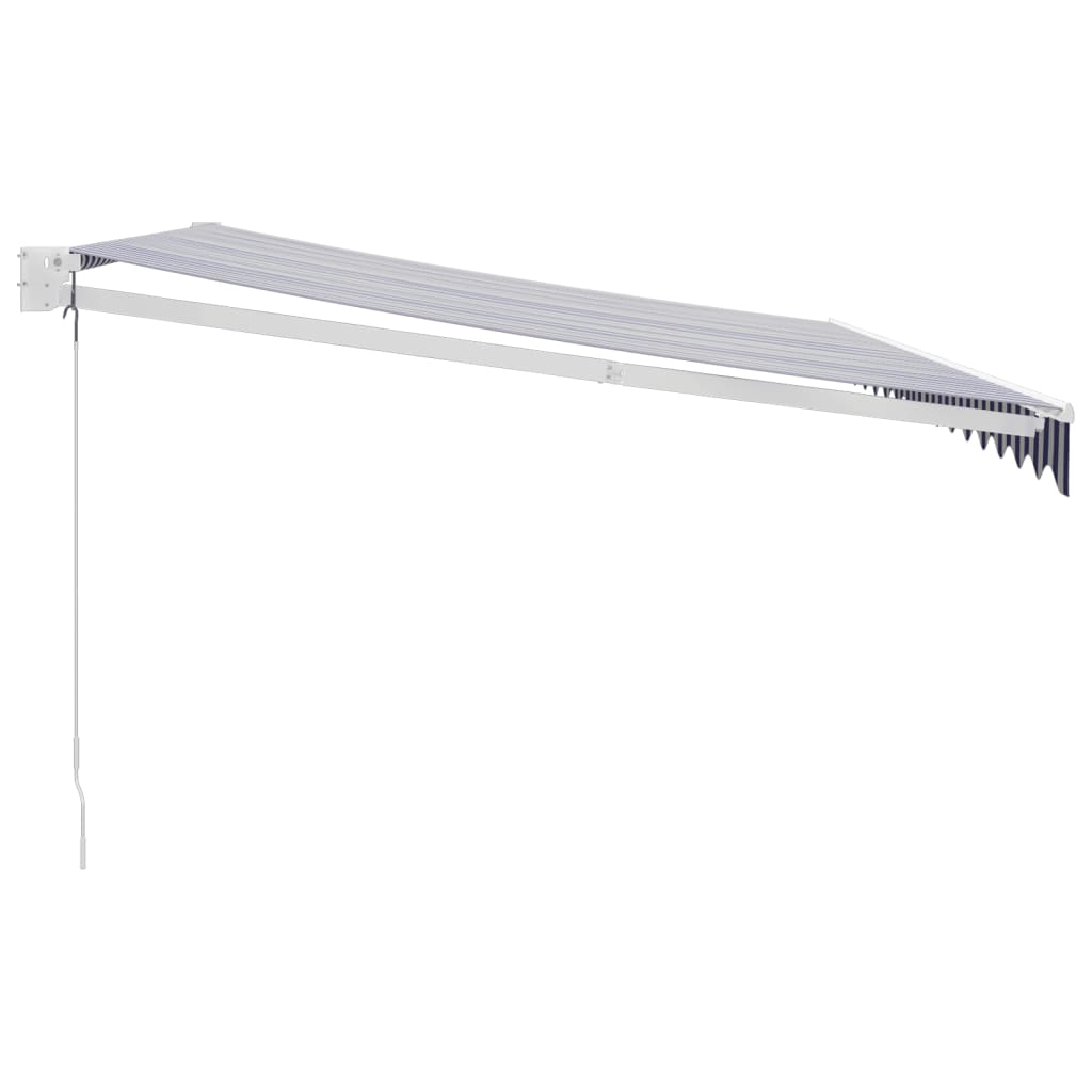 Luifel uittrekbaar 4x3 m stof en aluminium blauw en wit