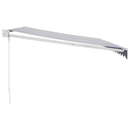 Luifel uittrekbaar 4x3 m stof en aluminium blauw en wit