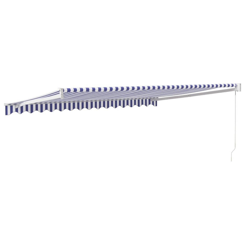 Luifel uittrekbaar 4x3 m stof en aluminium blauw en wit