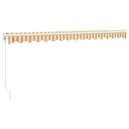 Luifel uittrekbaar 4x3 m stof en aluminium geel en wit