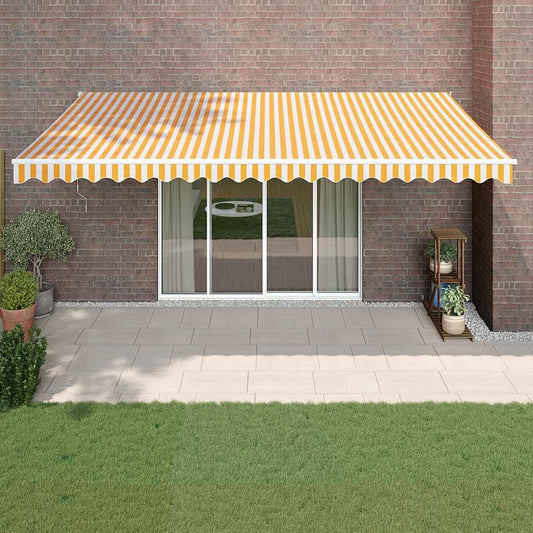 Luifel Uittrekbaar Stof En Aluminium En Geel En Wit (Wit Frame)