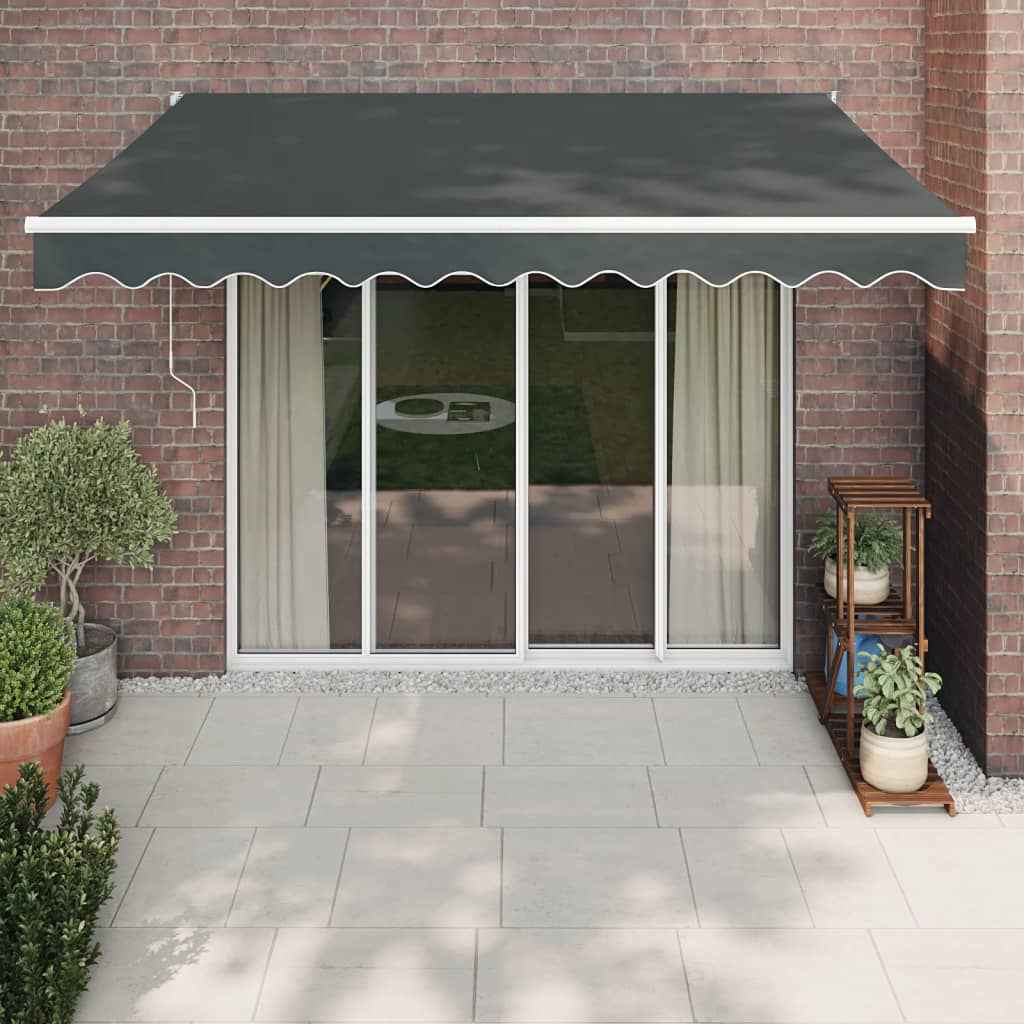 Luifel Uittrekbaar Stof En Aluminium Antracietkleurig Antracietkleurig (Wit Frame)
