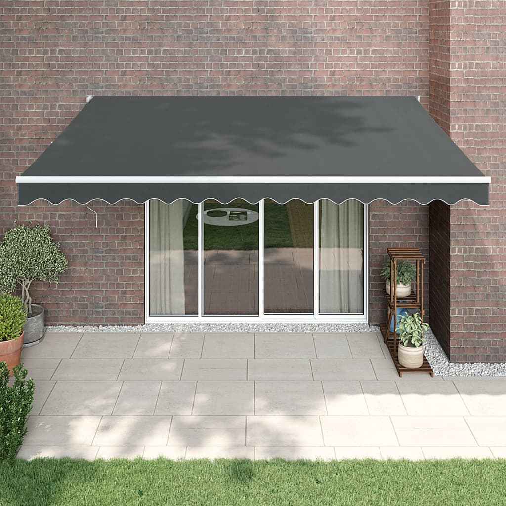 Luifel Uittrekbaar Stof En Aluminium Antracietkleurig Antracietkleurig (Wit Frame)